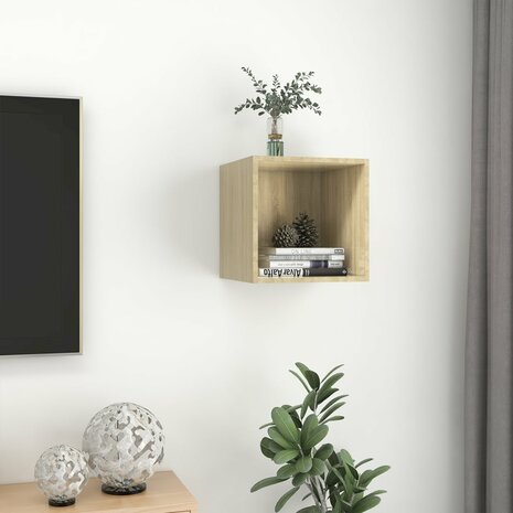 Wandkast 37x37x37 cm bewerkt hout sonoma eikenkleurig 4