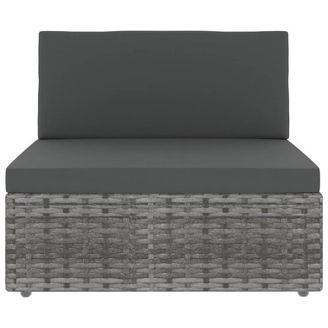 Middenbank sectioneel poly rattan grijs 2