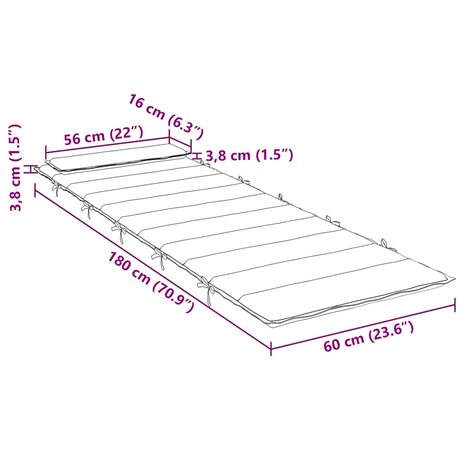 Ligbedkussen bladpatroon 180x60x4 cm oxford stof 9