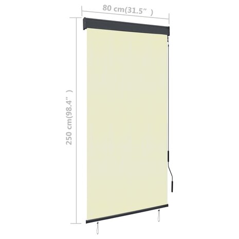 Rolgordijn voor buiten 80x250 cm crème 8