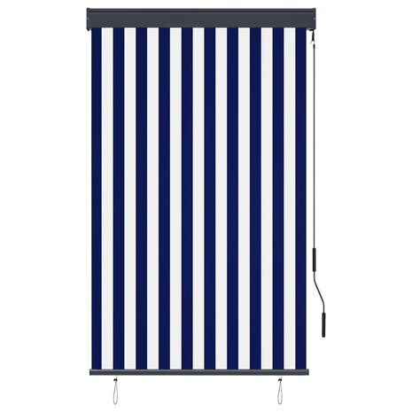 Rolgordijn voor buiten 100x250 cm blauw en wit 2