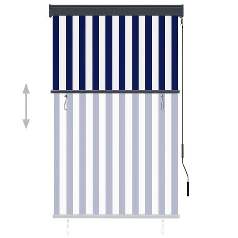 Rolgordijn voor buiten 100x250 cm blauw en wit 3