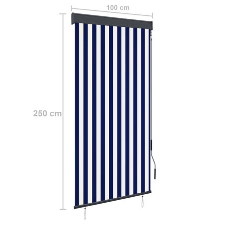 Rolgordijn voor buiten 100x250 cm blauw en wit 8