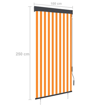 Rolgordijn voor buiten 100x250 cm wit en oranje 8