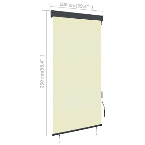 Rolgordijn voor buiten 100x250 cm crème 8