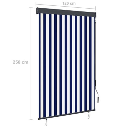 Rolgordijn voor buiten 120x250 cm blauw en wit 8
