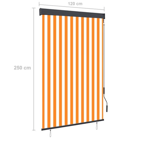 Rolgordijn voor buiten 120x250 cm wit en oranje 8