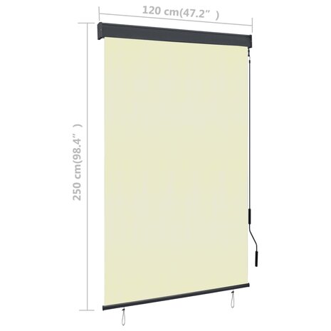Rolgordijn voor buiten 120x250 cm crème 8