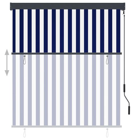 Rolgordijn voor buiten 140x250 cm blauw en wit 3