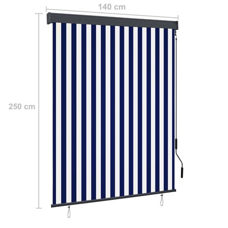 Rolgordijn voor buiten 140x250 cm blauw en wit 8