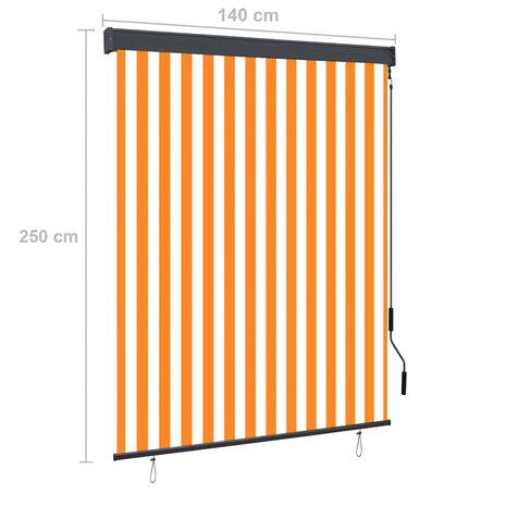 Rolgordijn voor buiten 140x250 cm wit en oranje 8