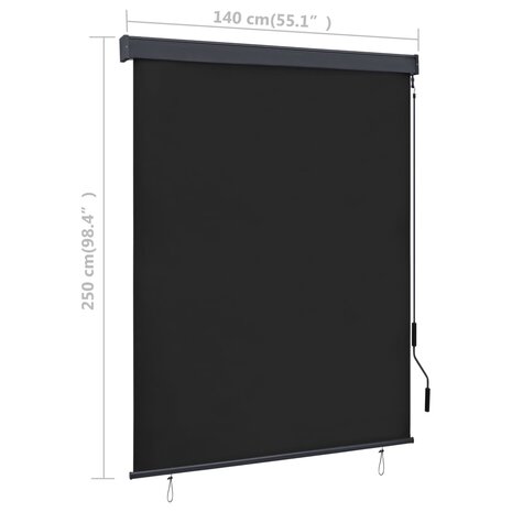 Rolgordijn voor buiten 140x250 cm antraciet 8