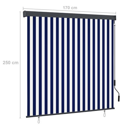 Rolgordijn voor buiten 170x250 cm blauw en wit 8