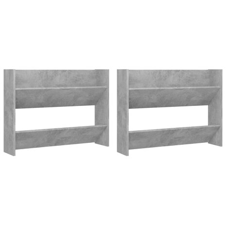 Wandschoenenkasten 2 st 80x18x60 cm spaanplaat betongrijs 2