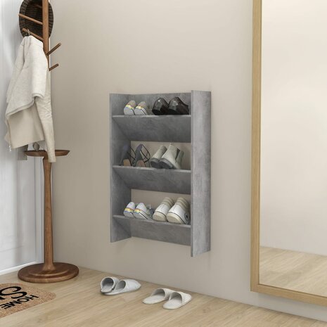 Wandschoenenkast 60x18x90 cm spaanplaat betongrijs 1