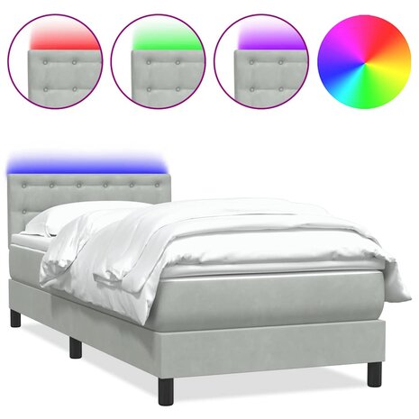 Boxspring met matras fluweel lichtgrijs 90x220 cm 2