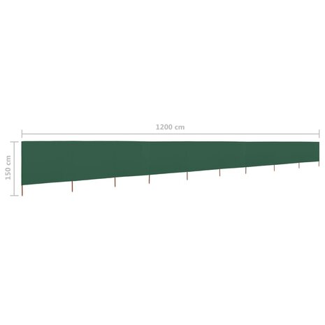 Windscherm 9-panelen 1200x120 cm stof groen 6