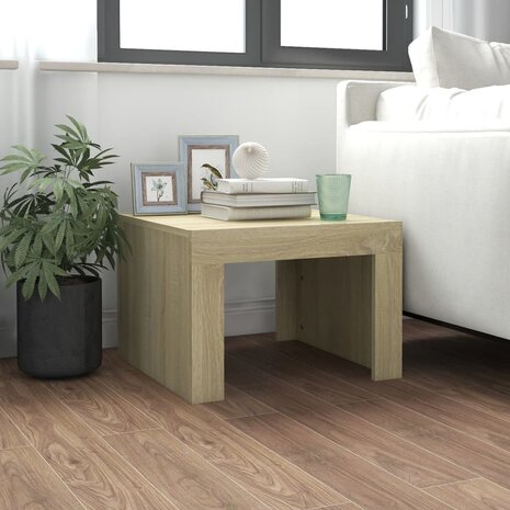 Salontafel 50x50x35 cm bewerkt hout sonoma eikenkleurig 1
