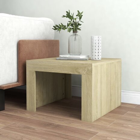 Salontafel 50x50x35 cm bewerkt hout sonoma eikenkleurig 3