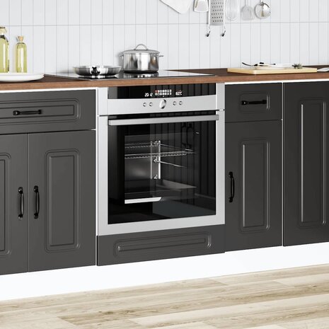 Ovenkast Kalmar bewerkt hout zwart 3