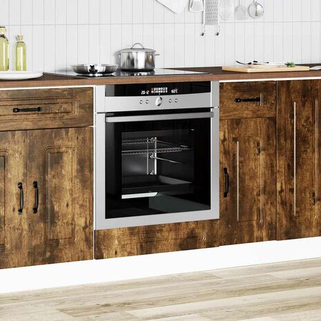 Ovenkast Kalmar bewerkt hout gerookt eikenkleurig 3