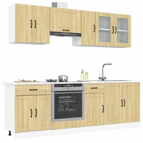 8-delige Keukenkastenset Lucca bewerkt hout sonoma eikenkleur 1