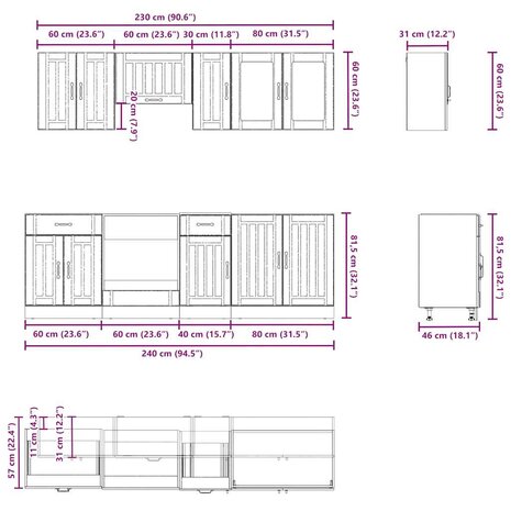 8-delige Keukenkastenset Lucca bewerkt hout sonoma eikenkleur 7