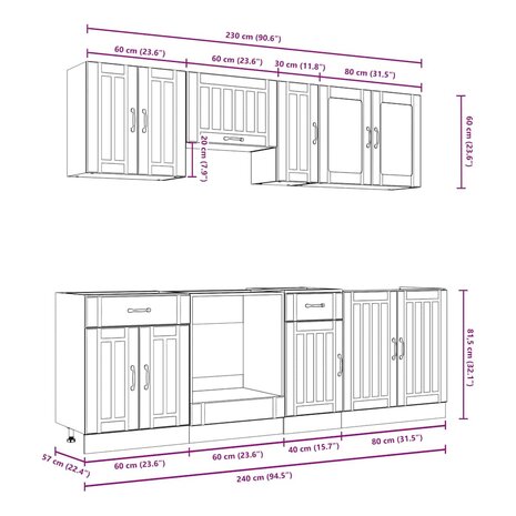 8-delige Keukenkastenset Lucca bewerkt hout sonoma eikenkleur 9