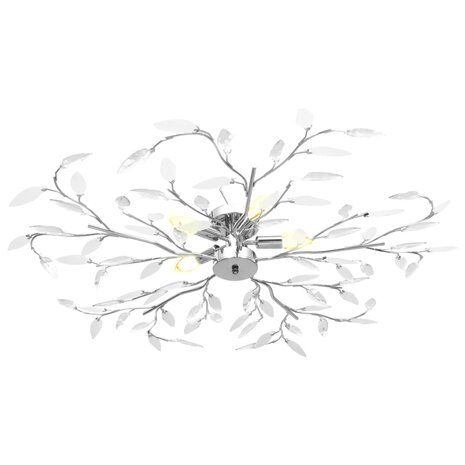 Plafondlamp met acryl kristallen bladarmen voor 5xE14 wit 2