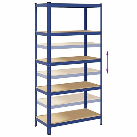 Opbergrek 5-laags staal & bewerkt hout blauw 8