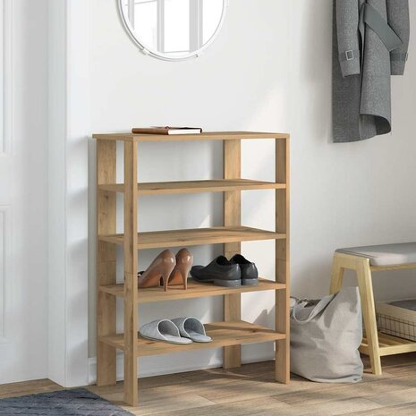 Schoenenrek 61x32x87,5 cm bewerkt hout artisanaal eikenkleur 3