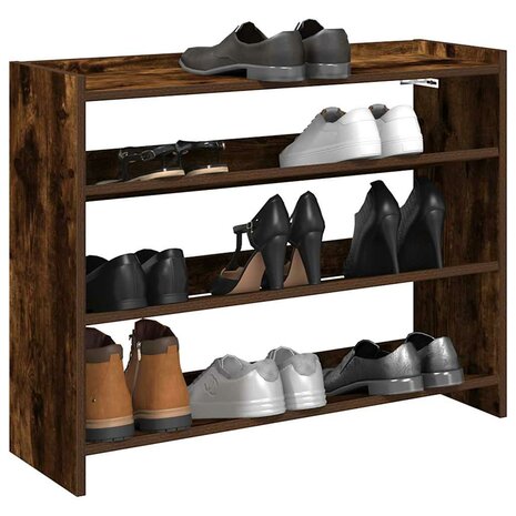 Schoenenrek 80x25x62 cm bewerkt hout gerookt eikenkleurig 1