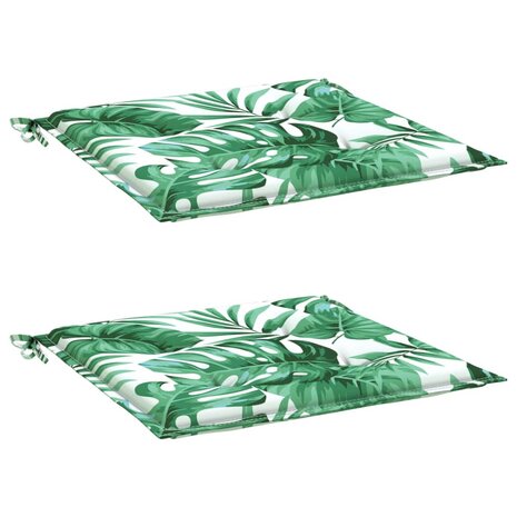 Stoelkussens 2 st bladpatroon 40x40x3 cm stof 3