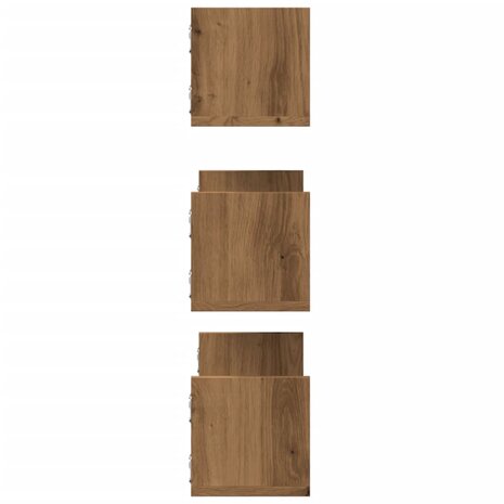 Wandschappen 3 st 58x18x18 cm bewerkt hout artisanaal eiken 5