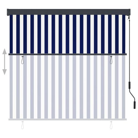 Rolgordijn voor buiten 160x250 cm blauw en wit 3