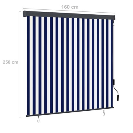 Rolgordijn voor buiten 160x250 cm blauw en wit 8