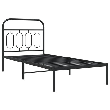 Bedframe met hoofdbord metaal zwart 80x200 cm 3