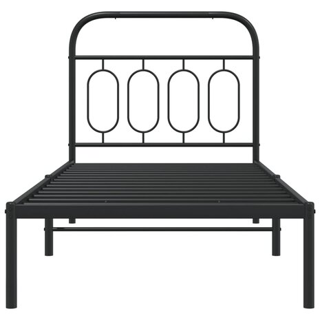 Bedframe met hoofdbord metaal zwart 80x200 cm 4