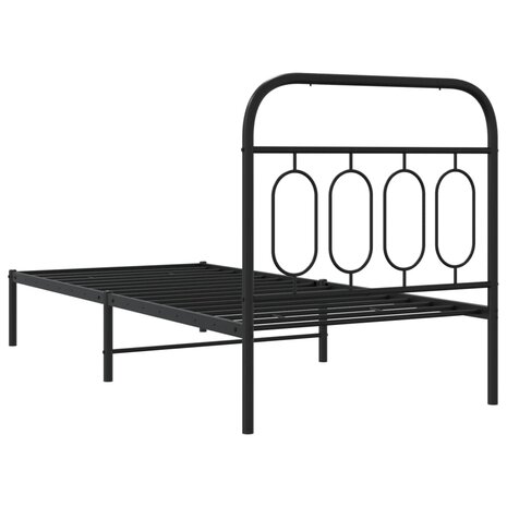 Bedframe met hoofdbord metaal zwart 80x200 cm 6