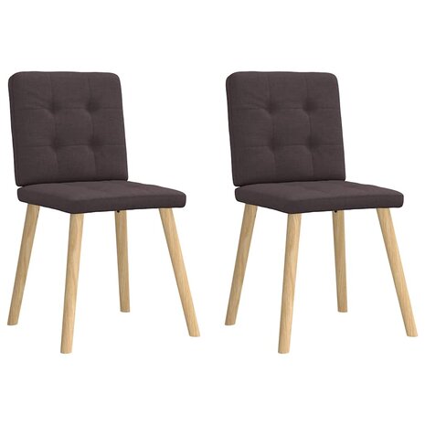Eetkamerstoelen 2 st stof donkerbruin 1