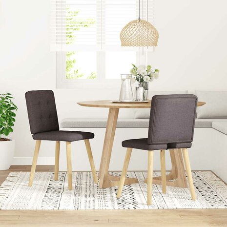 Eetkamerstoelen 2 st stof donkerbruin 2