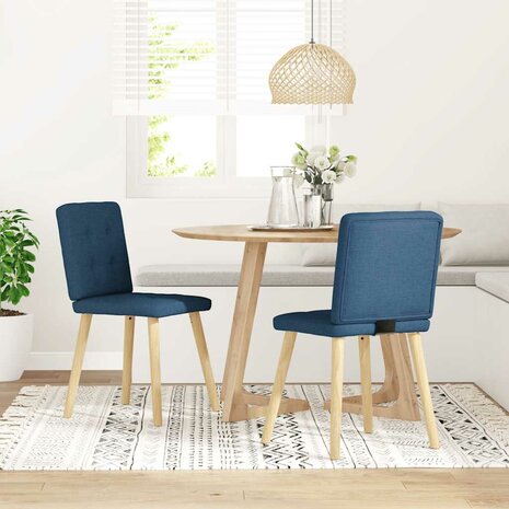 Eetkamerstoelen 2 st stof blauw 2
