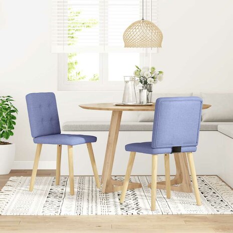 Eetkamerstoelen 2 st stof jeansblauw 2