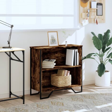 Boekenkast 80x31x74,5 cm bewerkt hout gerookt eikenkleurig 3