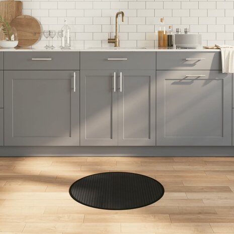 Vloerkleed rond 60 cm bamboe zwart 1