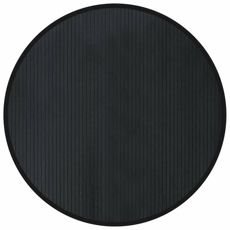 Vloerkleed rond 100 cm bamboe zwart 2