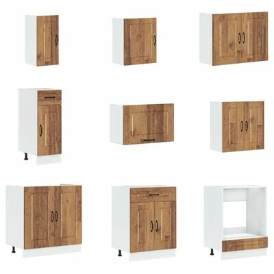 Keukenkast Kalmar dubbele wasbakken bewerkt hout oud houtkleur 2