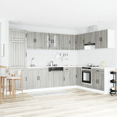 Keukenkast Lucca dubbele wasbakken hout grijs sonoma eiken 1