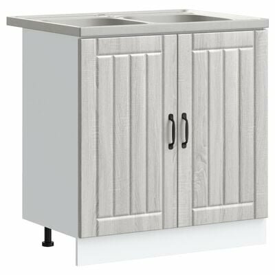 Keukenkast Lucca dubbele wasbakken hout grijs sonoma eiken 2