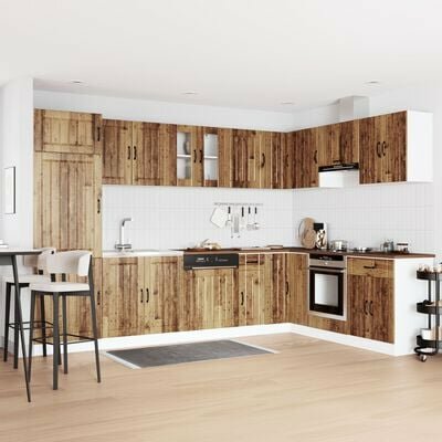 Keukenkast Lucca met dubbele wasbakken hout oud houtkleur 1